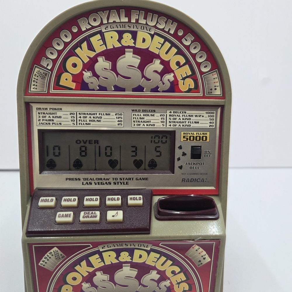 VTG Radica Poker & Deuces Tabletop Electronic Game Jackpot Bell Model 1314 Works
